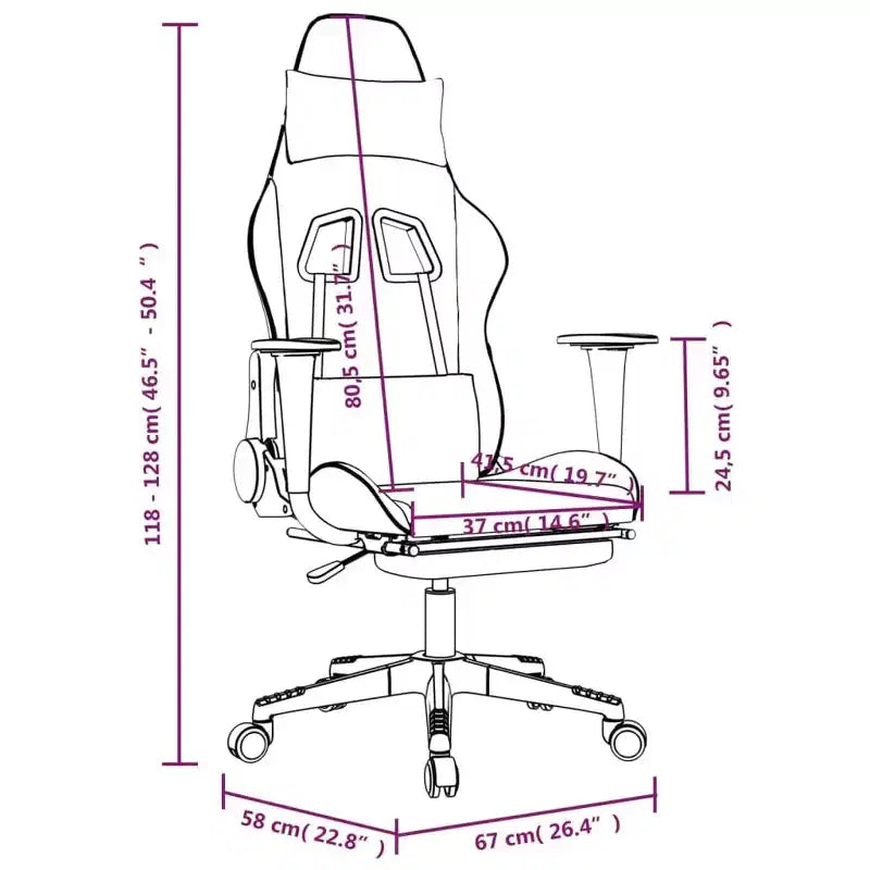 vidaXL Chaise de jeu avec repose-pieds, noir et bleu, similicuir