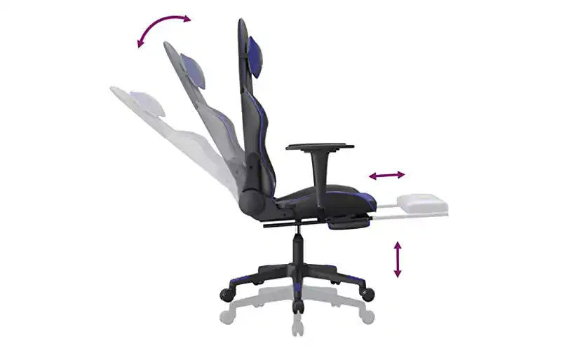 vidaXL Chaise de jeu avec repose-pieds, noir et bleu, similicuir