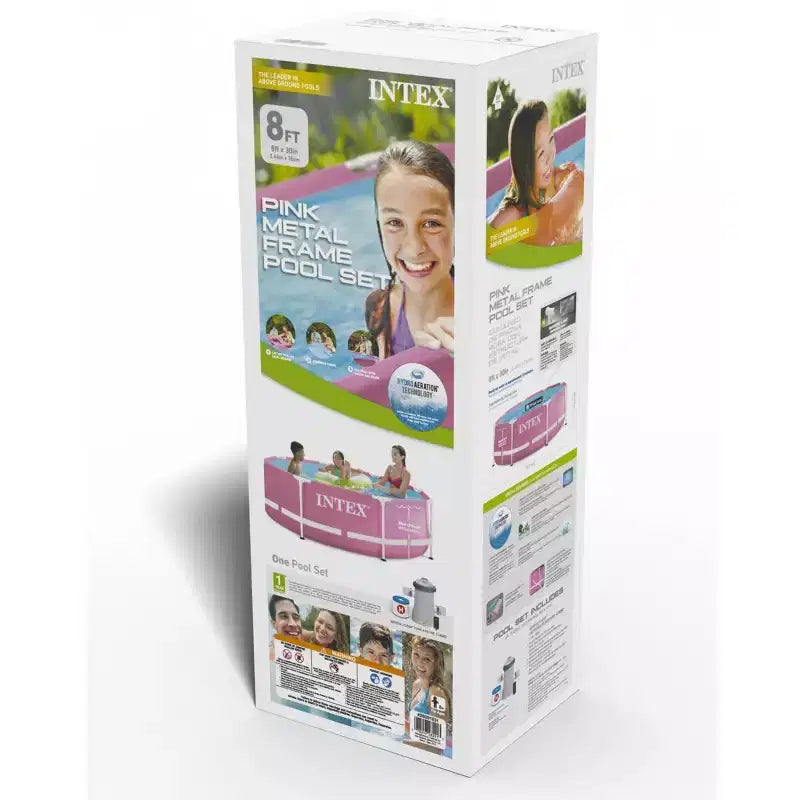 Piscine hors sol Intex Rose à cadre métallique 2,44 m x 76 cm avec pompe