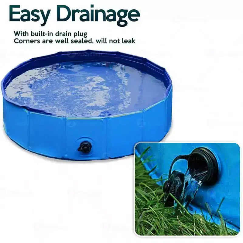 Piscine pliable Zone Tech pour animaux de compagnie 38 pouces, bleue, avec vidange, facile à ranger, baignoire étanche pour intérieur et extérieur, idéale pour les enfants et les animaux de compagnie