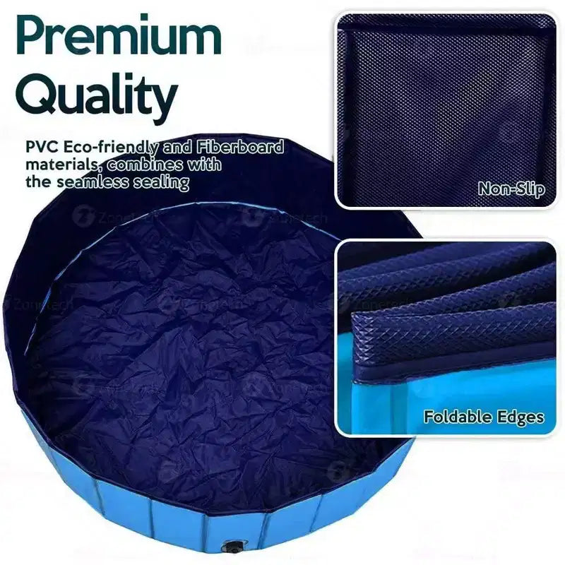 Piscine pliable Zone Tech pour animaux de compagnie 38 pouces, bleue, avec vidange, facile à ranger, baignoire étanche pour intérieur et extérieur, idéale pour les enfants et les animaux de compagnie