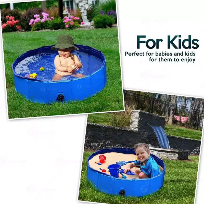 Piscine pliable Zone Tech pour animaux de compagnie 38 pouces, bleue, avec vidange, facile à ranger, baignoire étanche pour intérieur et extérieur, idéale pour les enfants et les animaux de compagnie