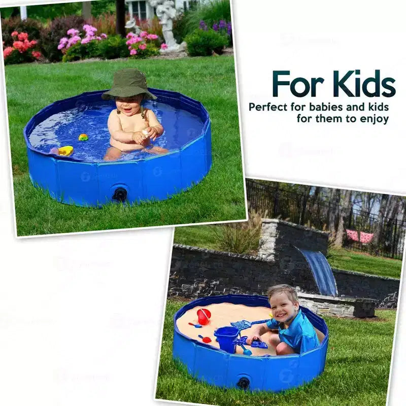 Piscine pliable Zone Tech pour animaux de compagnie 38 pouces, bleue, avec vidange, facile à ranger, baignoire étanche pour intérieur et extérieur, idéale pour les enfants et les animaux de compagnie