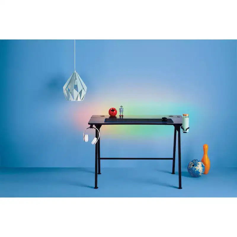 Scrivania da Gaming con luci LED e supporto per cuffie - Complementi d'arredo essenziali