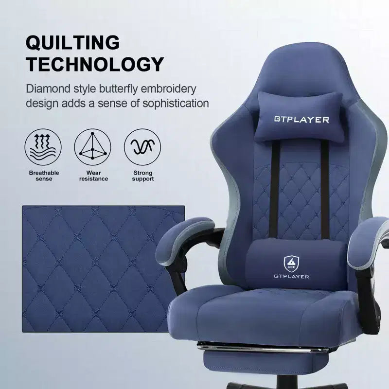 GTPLAYER Sedia da Gaming Sedia da Ufficio in Tessuto con Braccioli a Collegamento Sedia Ergonomica da Computer
