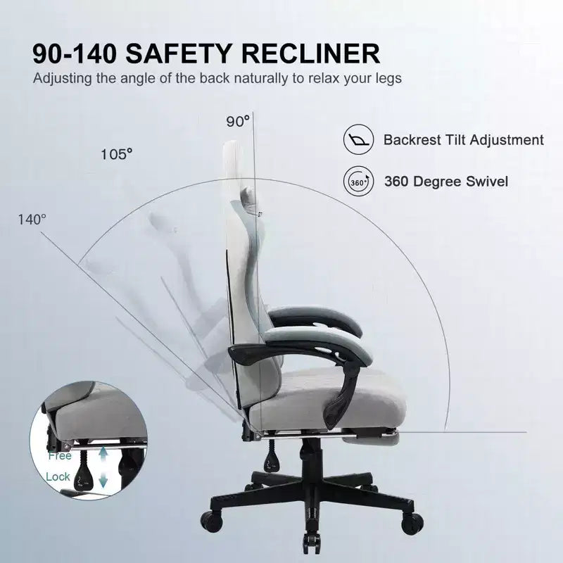 GTPLAYER Sedia da Gaming Sedia da Ufficio in Tessuto con Braccioli a Collegamento Sedia Ergonomica da Computer