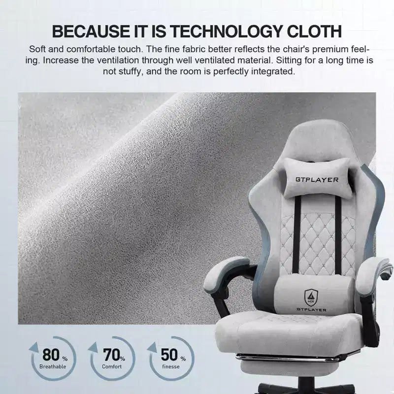 GTPLAYER Sedia da Gaming Sedia da Ufficio in Tessuto con Braccioli a Collegamento Sedia Ergonomica da Computer
