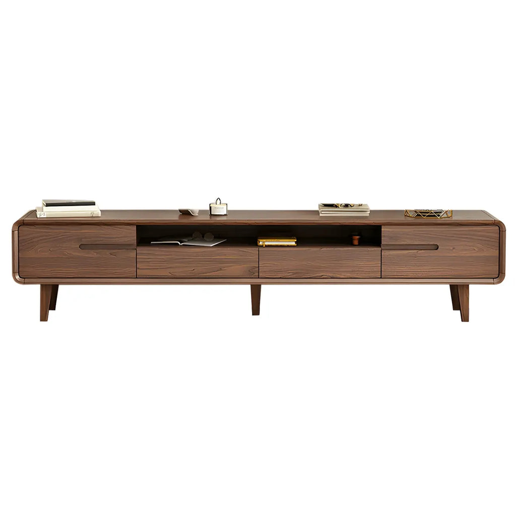 Mobile TV con ripiano regolabile in legno marrone 55" con vano a giorno