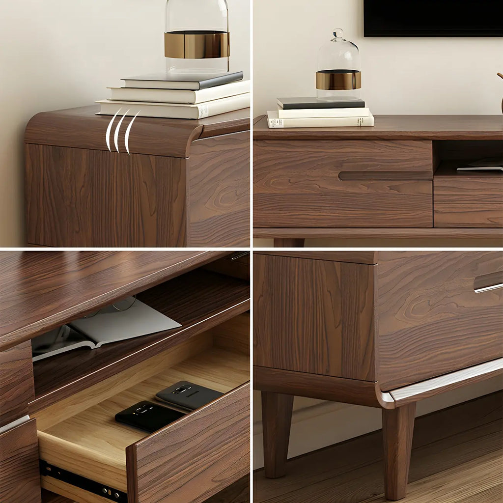 Mobile TV con ripiano regolabile in legno marrone 55" con vano a giorno