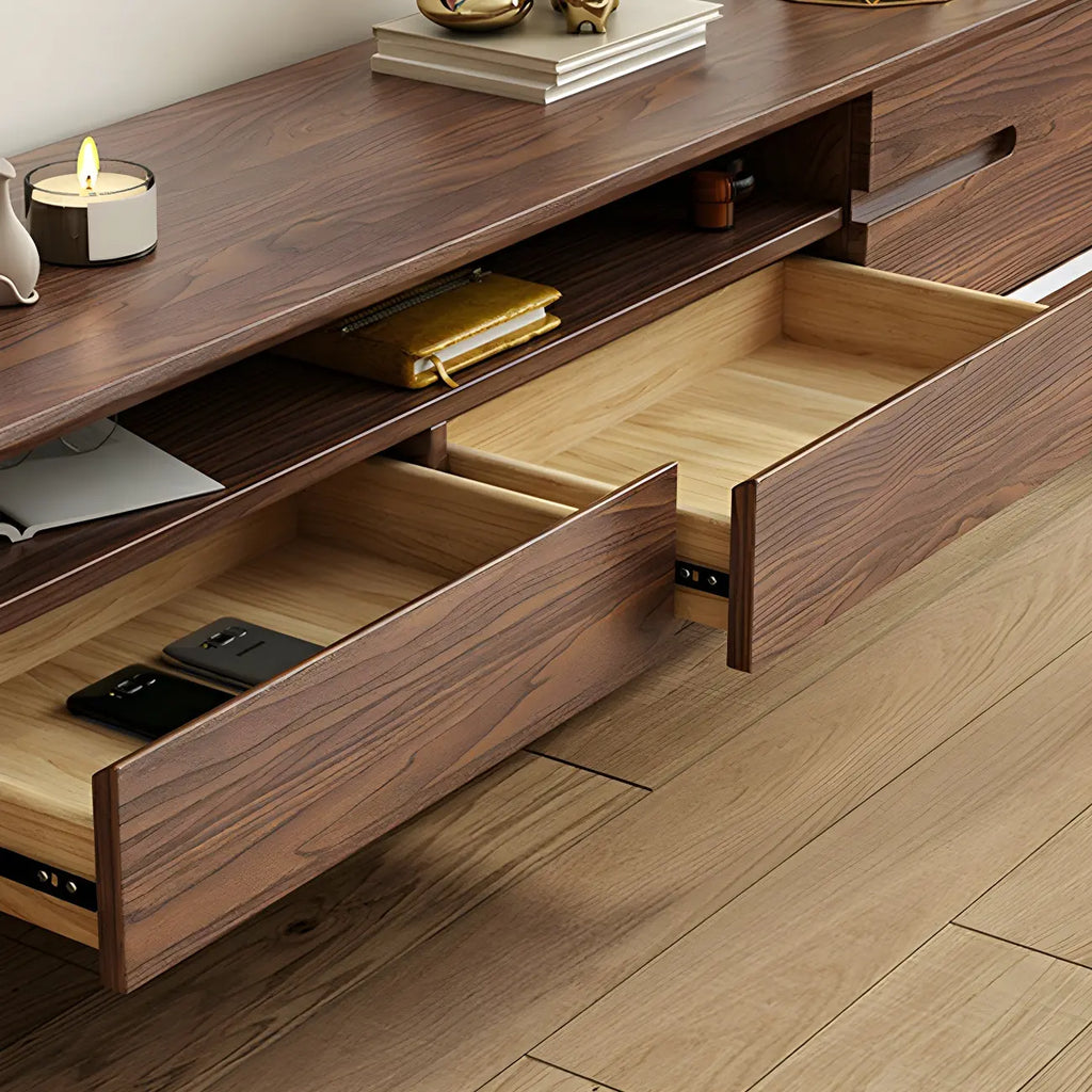 Mobile TV con ripiano regolabile in legno marrone 55" con vano a giorno