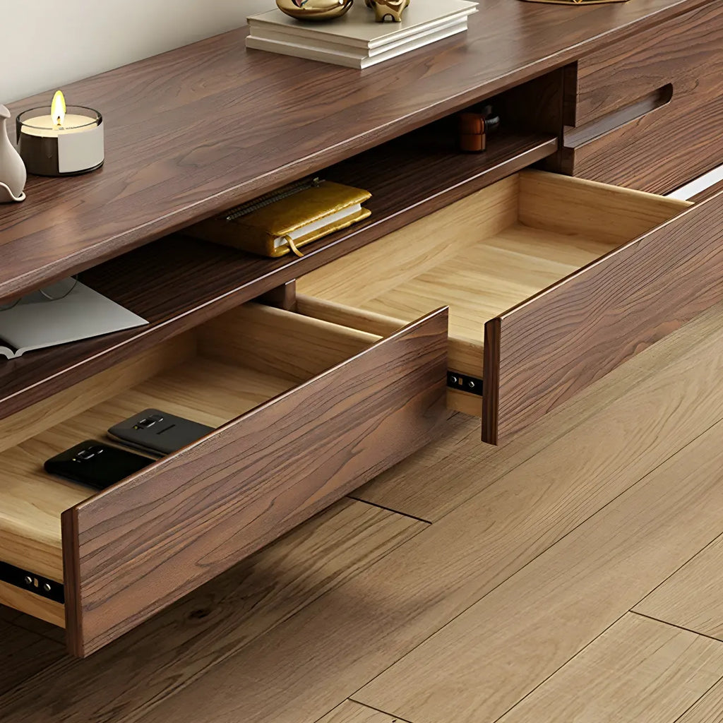 Mobile TV con ripiano regolabile in legno marrone 55" con vano a giorno