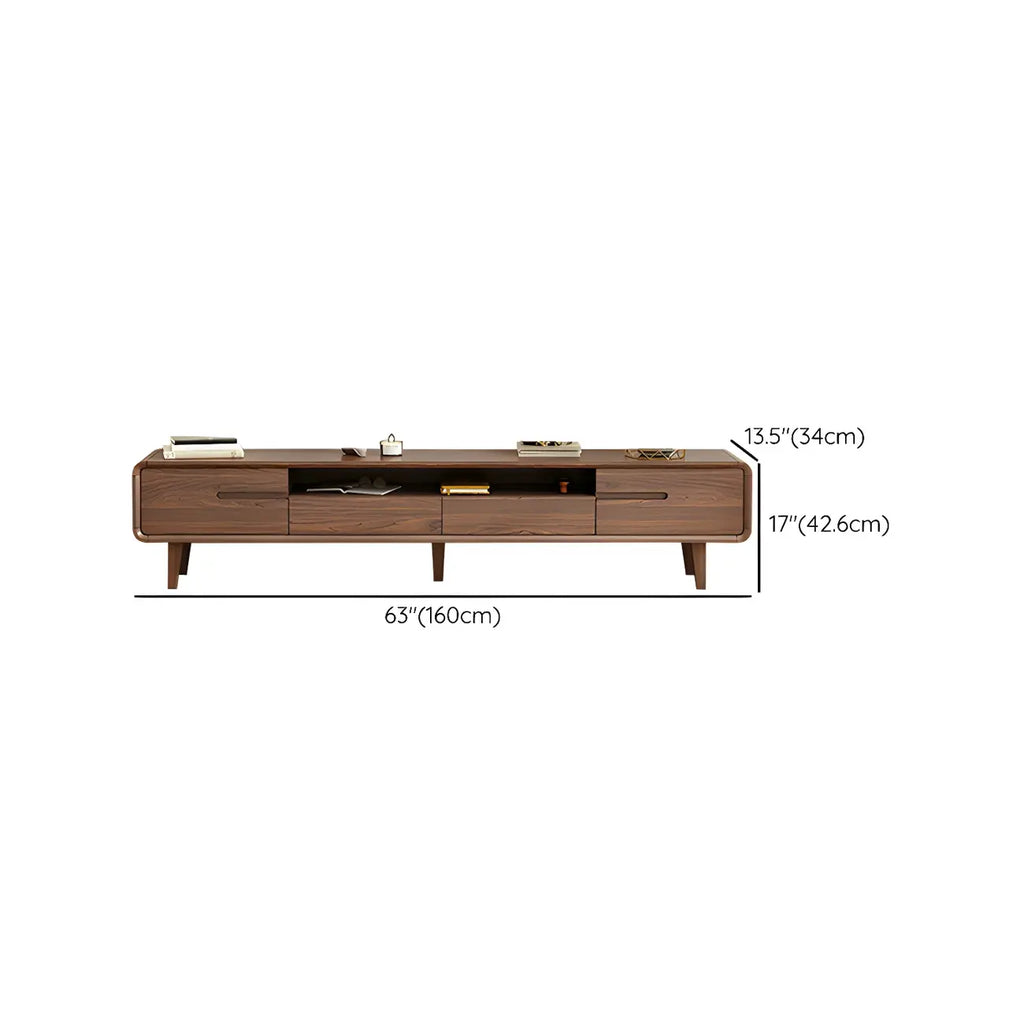 Mobile TV con ripiano regolabile in legno marrone 55" con vano a giorno