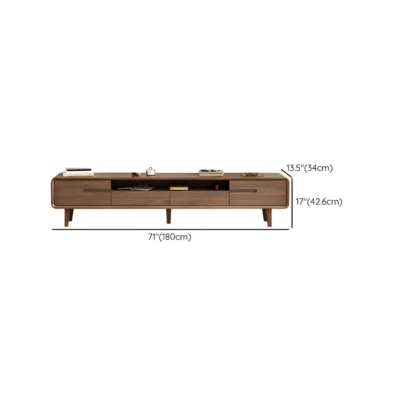 Mobile TV con ripiano regolabile in legno marrone 55" con vano a giorno