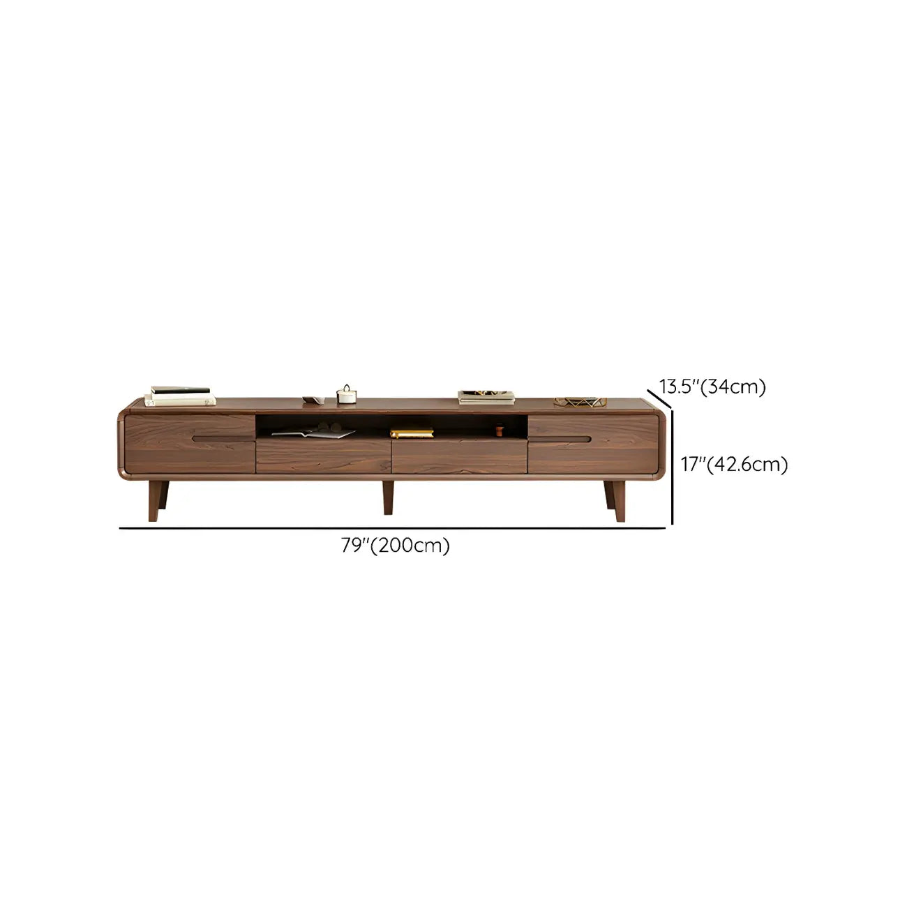 Mobile TV con ripiano regolabile in legno marrone 55" con vano a giorno