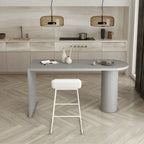 Table de bar moderne grise aux formes libres avec plateau en bois