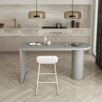 Table de bar moderne grise aux formes libres avec plateau en bois