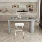 Table de bar moderne grise aux formes libres avec plateau en bois