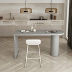 Table de bar moderne grise aux formes libres avec plateau en bois