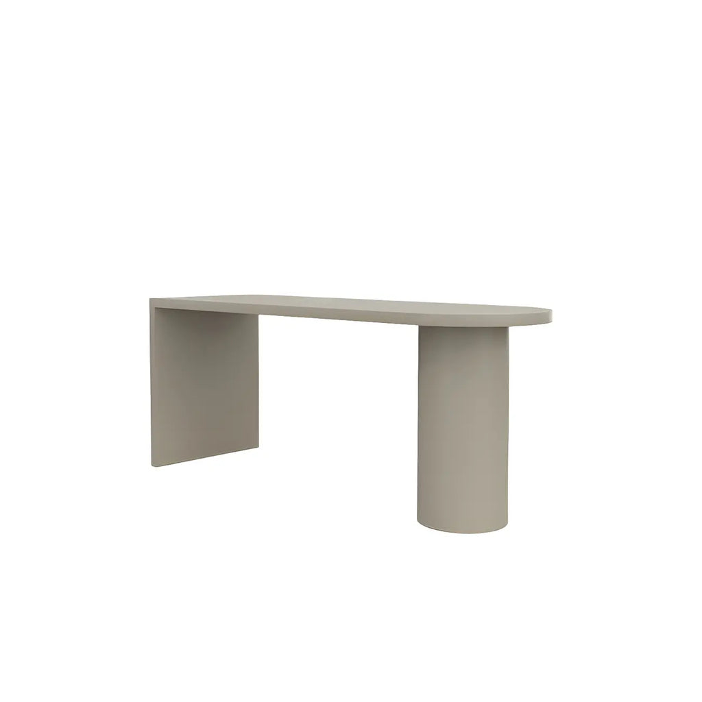 Table de bar moderne grise aux formes libres avec plateau en bois