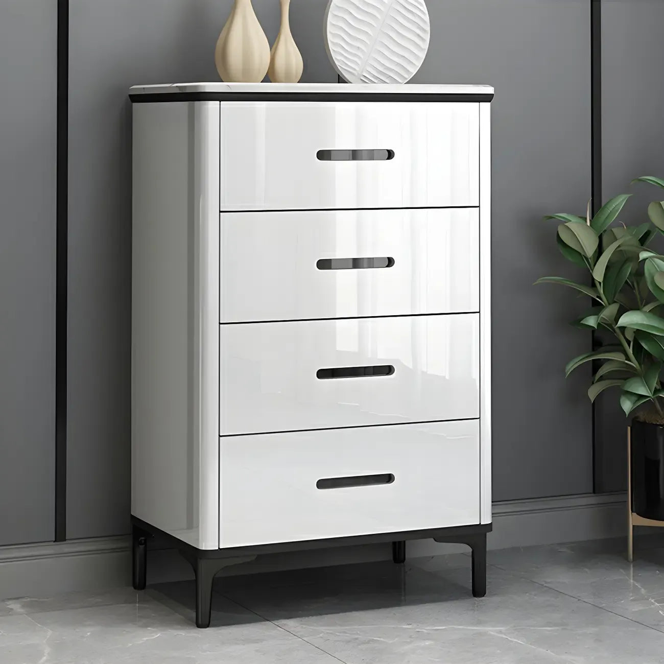Commode horizontale élégante en bois blanc