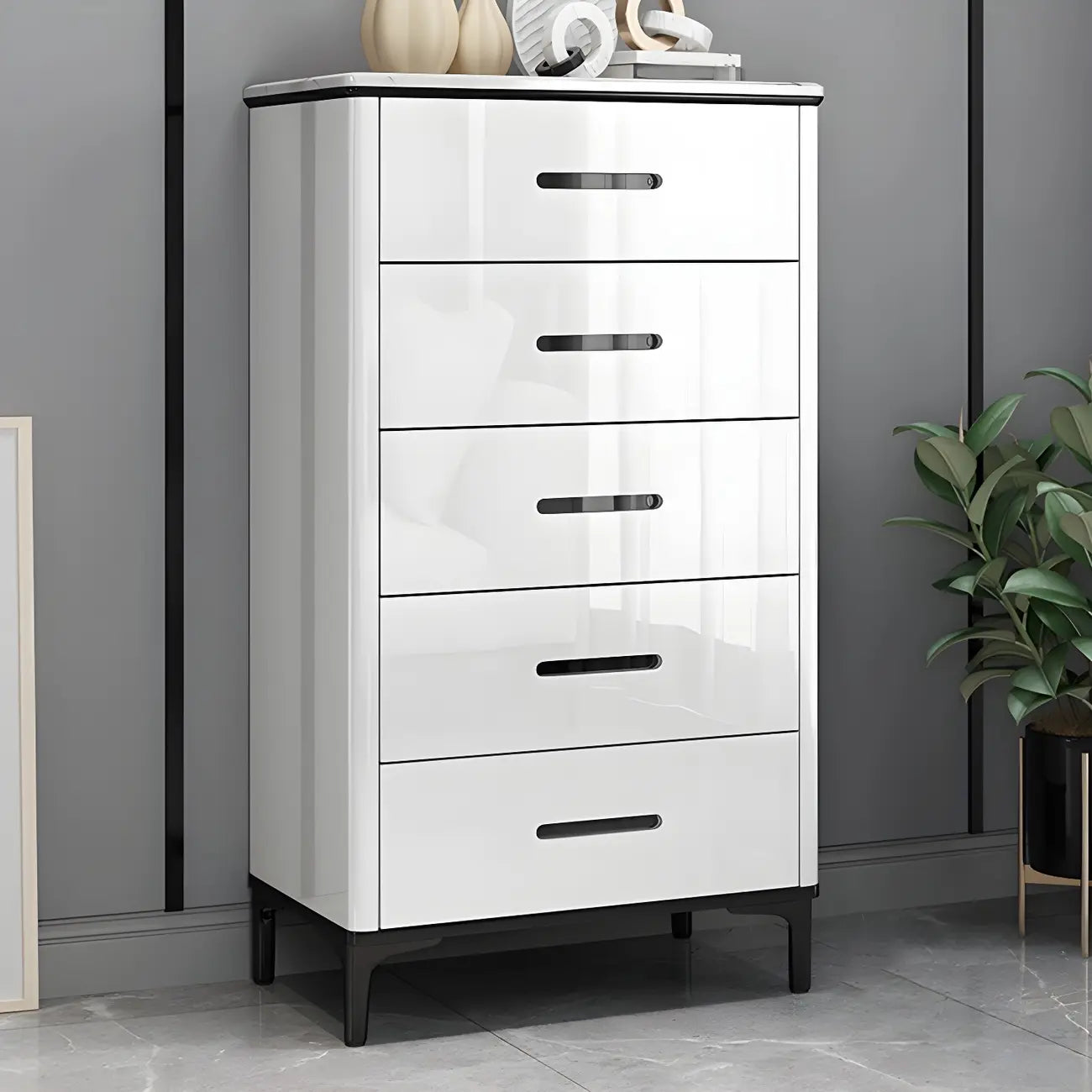 Commode horizontale élégante en bois blanc