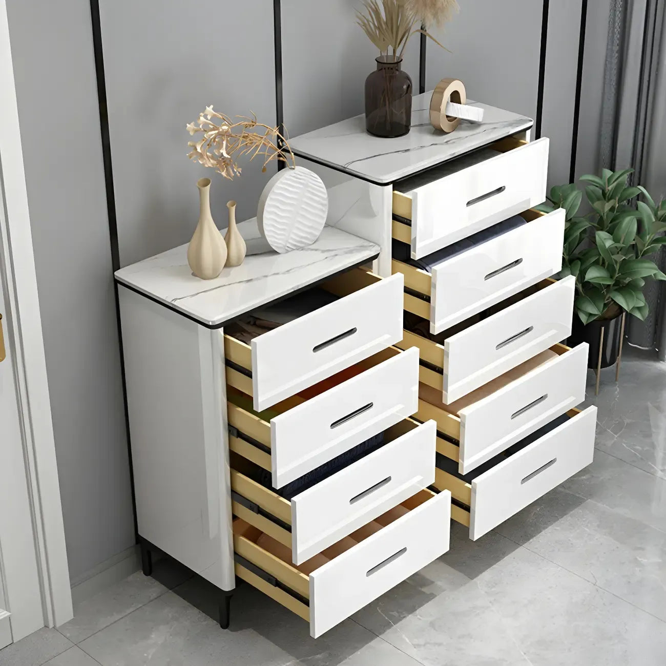 Commode horizontale élégante en bois blanc
