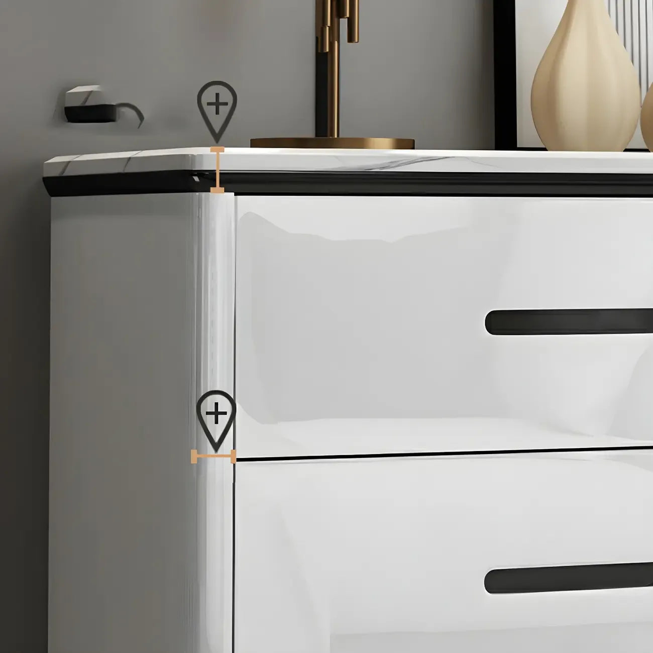 Commode horizontale élégante en bois blanc