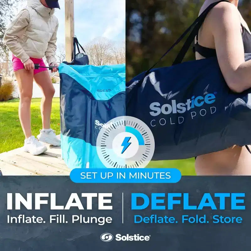 Baignoire de Plongée Froide Intérieure et Extérieure Solstice Cold Pod, Réservoir de 320 L avec 3 Sacs de Glace Réutilisables, Isolation Multicouche et Couvercle pour Athlètes
