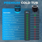 Baignoire de Plongée Froide Intérieure et Extérieure Solstice Cold Pod, Réservoir de 320 L avec 3 Sacs de Glace Réutilisables, Isolation Multicouche et Couvercle pour Athlètes