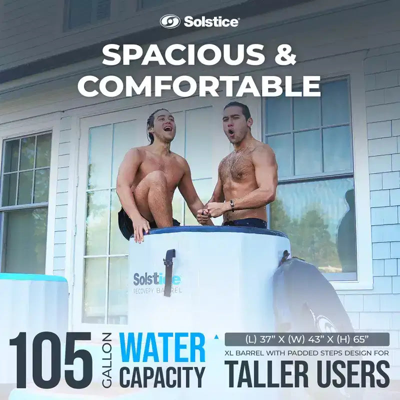 Baignoire de récupération par immersion froide gonflable Solstice Original 100 gallons avec marches et couvercle pour intérieur ou extérieur
