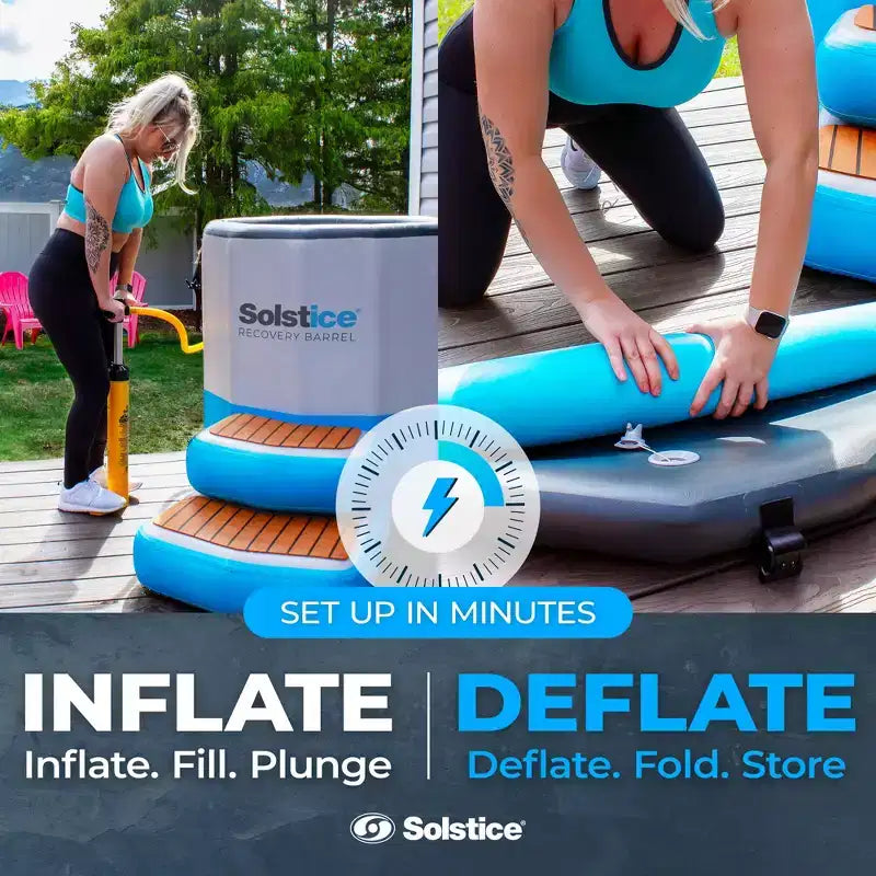 Baignoire de récupération par immersion froide gonflable Solstice Original 100 gallons avec marches et couvercle pour intérieur ou extérieur