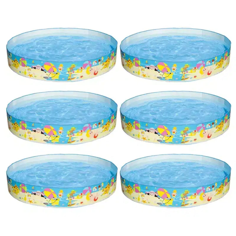 Intex Beach Days Snapset Instant Round Kids Childrens Swimming Pool Allows for 9.5' of Water, Holds 119 Gallon Capacity/450 Liters (6 Pack)