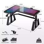 EUREKA ERGONOMIC GTG-L60 Pro, bureau de jeu assis-debout avec plateau en verre 60x23