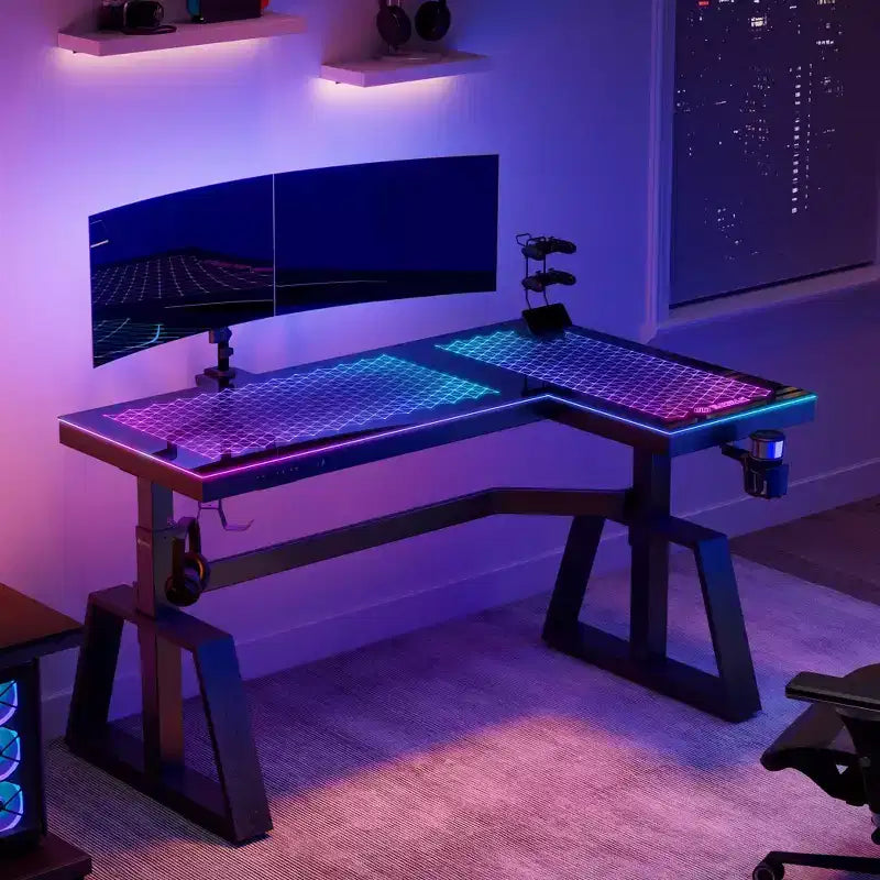 EUREKA ERGONOMIC GTG-L60 Pro, bureau de jeu assis-debout avec plateau en verre 60x23