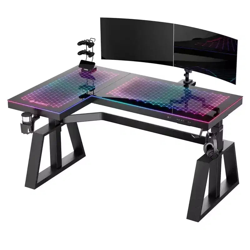 EUREKA ERGONOMIC GTG-L60 Pro, bureau de jeu assis-debout avec plateau en verre 60x23