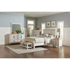 Ensemble de chambre à coucher Capistrano blanc antique 4 pièces avec 2 tables de chevet et une commode
