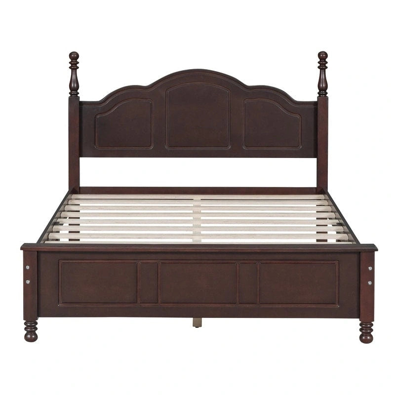 Set Letto 3 Pezzi in Legno Queen/Full Size con Design Retrò e 2 Comodini