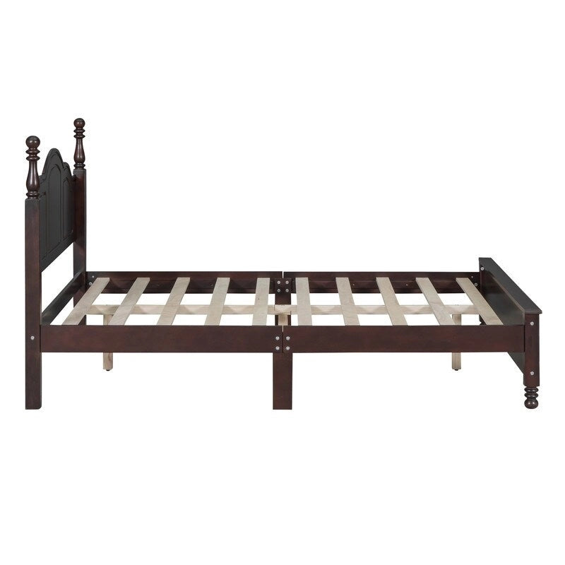 Set Letto 3 Pezzi in Legno Queen/Full Size con Design Retrò e 2 Comodini