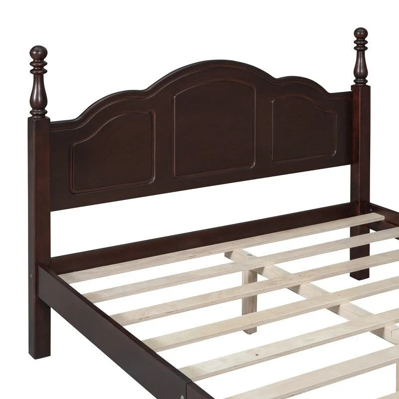 Set Letto 3 Pezzi in Legno Queen/Full Size con Design Retrò e 2 Comodini