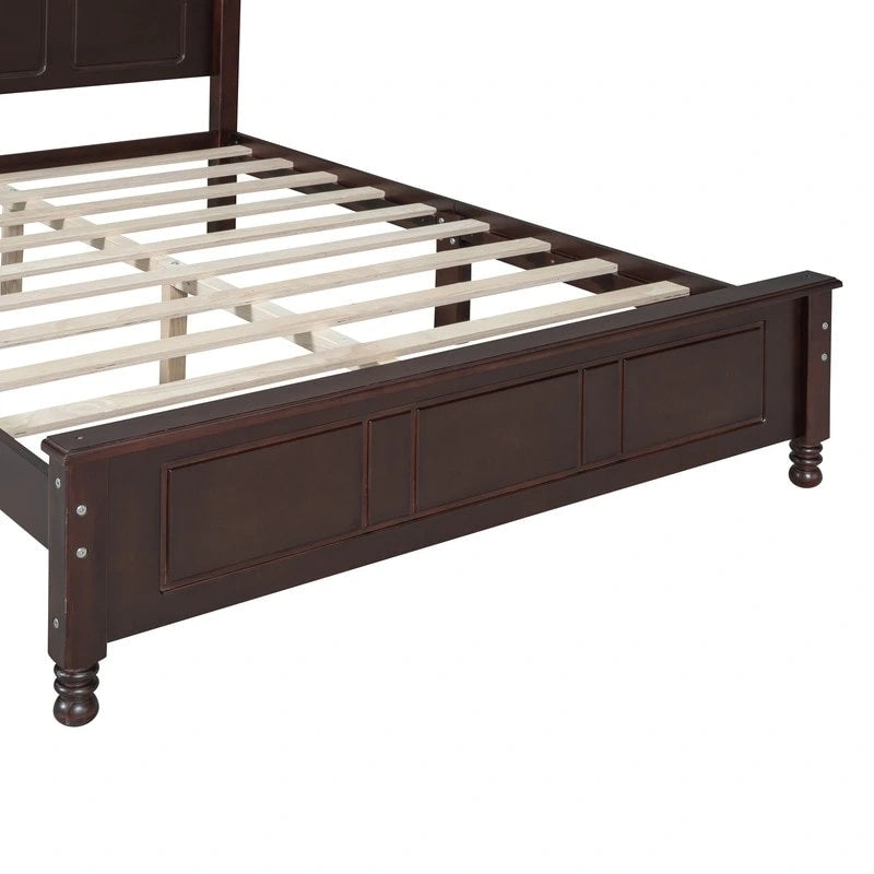 Set Letto 3 Pezzi in Legno Queen/Full Size con Design Retrò e 2 Comodini