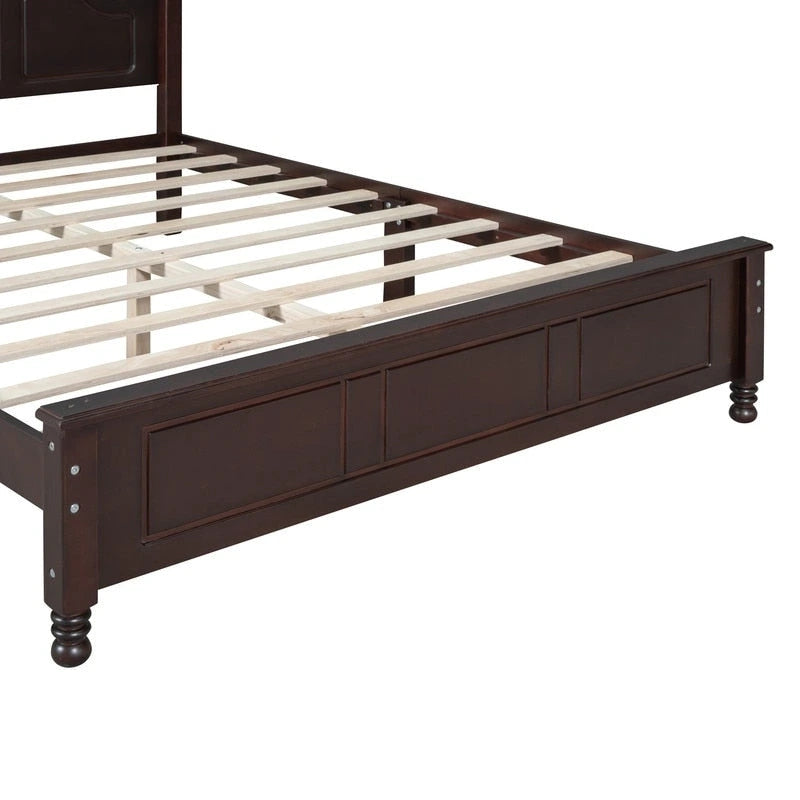 Set Letto 3 Pezzi in Legno Queen/Full Size con Design Retrò e 2 Comodini
