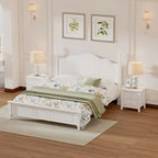 Set Letto 3 Pezzi in Legno Queen/Full Size con Design Retrò e 2 Comodini