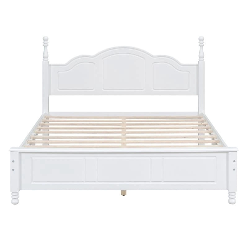 Set Letto 3 Pezzi in Legno Queen/Full Size con Design Retrò e 2 Comodini