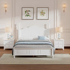 Set Letto 3 Pezzi in Legno Queen/Full Size con Design Retrò e 2 Comodini
