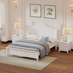 Set Letto 3 Pezzi in Legno Queen/Full Size con Design Retrò e 2 Comodini