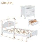 Set Letto 3 Pezzi in Legno Queen/Full Size con Design Retrò e 2 Comodini