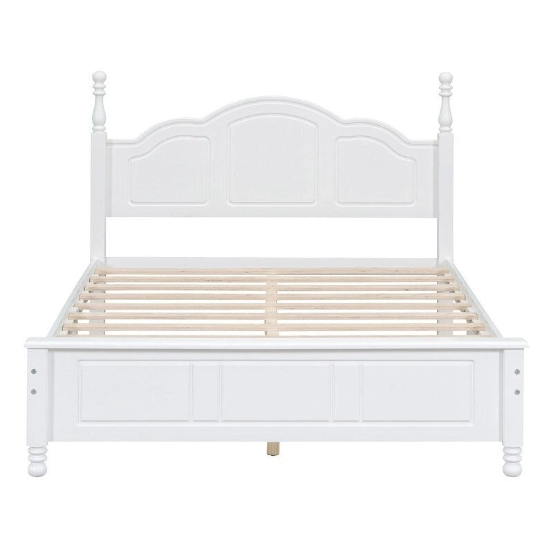 Set Letto 3 Pezzi in Legno Queen/Full Size con Design Retrò e 2 Comodini