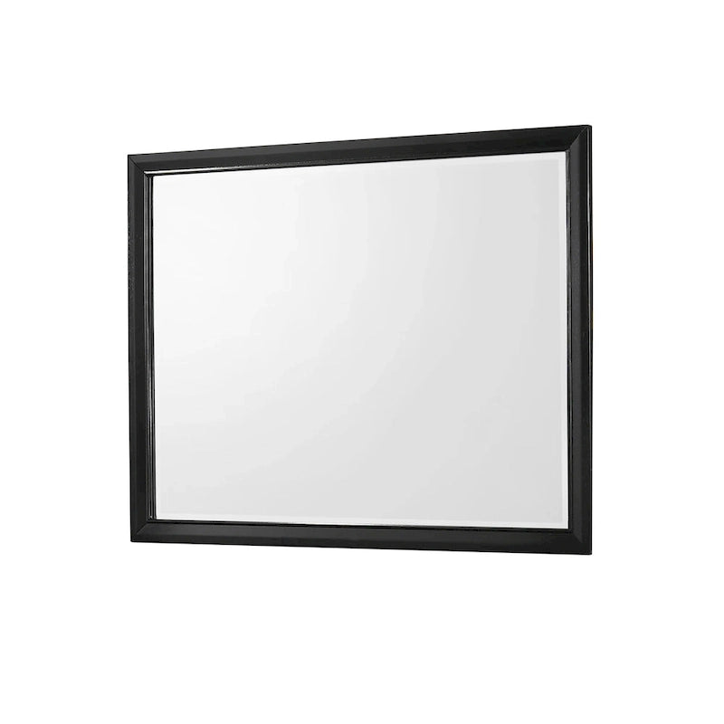 Ensemble de chambre à coucher Nathalie 4 pièces avec panneaux capitonnés en tissu noir et éclairage LED