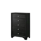 Ensemble de chambre à coucher Nathalie 4 pièces avec panneaux capitonnés en tissu noir et éclairage LED