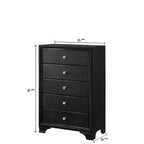 Ensemble de chambre à coucher Nathalie 4 pièces avec panneaux capitonnés en tissu noir et éclairage LED